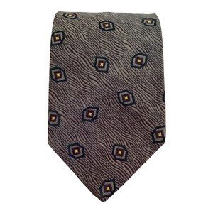 CHANEL PARIS Brown Geometric Silk Tie Made In Italy 56"-3.1/4" EX COND